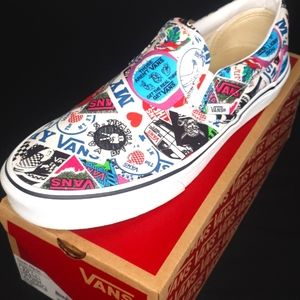 Van Classic Mash Up Stickers Slip-On Sneakers New W 10.5  M 9.0